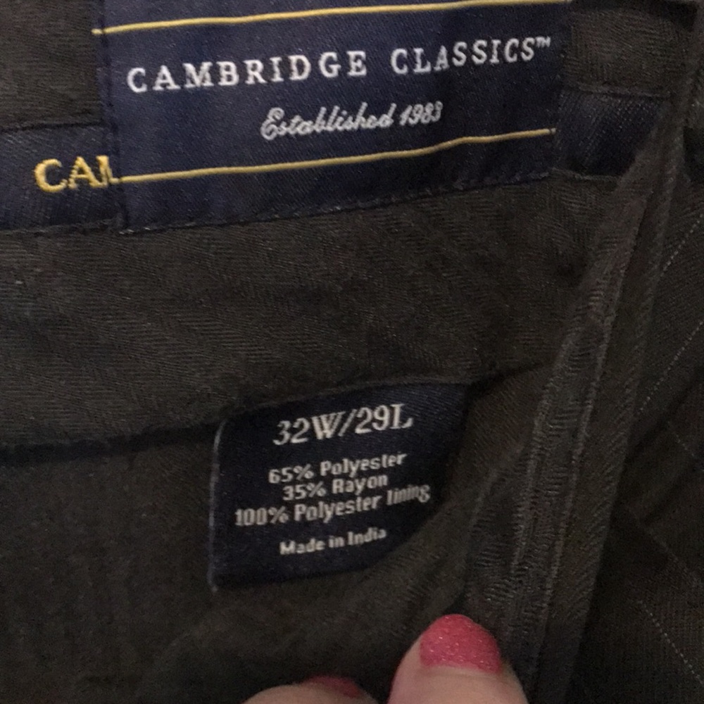 CAMBRIDGE CLASSICS DRESS PANTS SIZE 32Wx29L BLACK WITH PIN STRIPES - Picture 6 of 7
